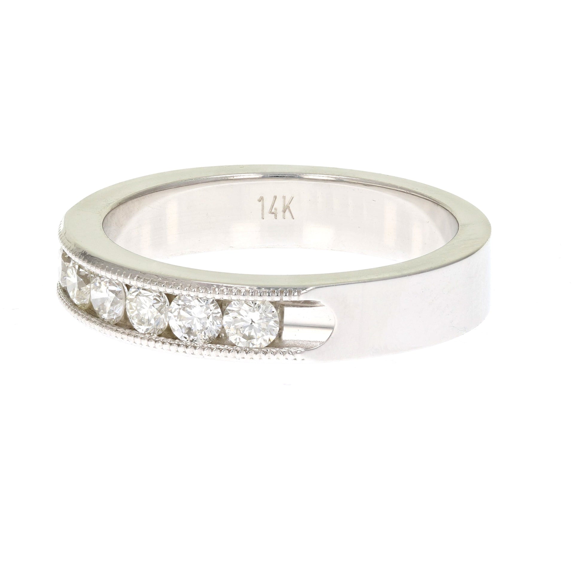 1/2 cttw SI2-I1 14K Gold Machine Set Diamond Wedding Band Milgrain