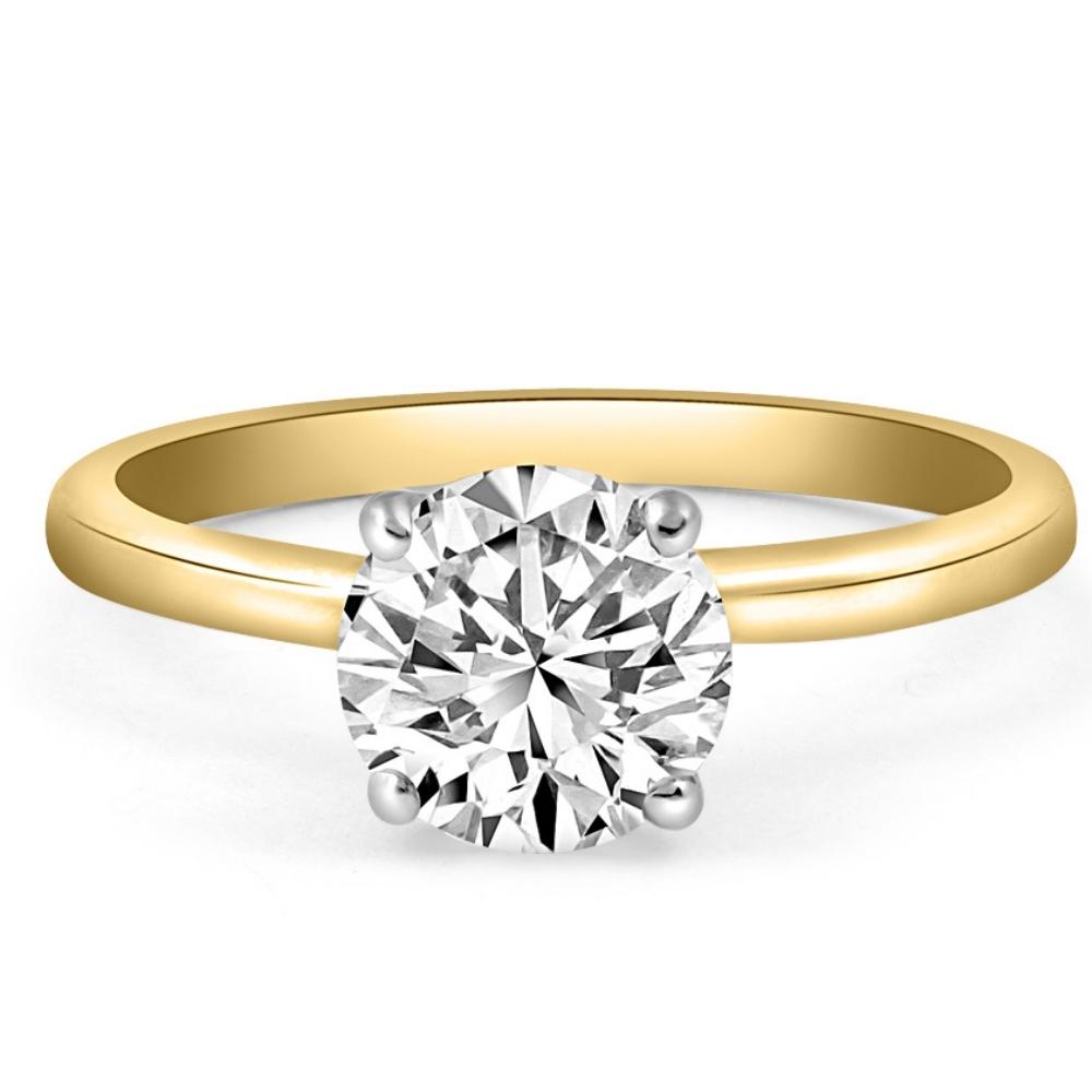 VS 1 1/2 ct Moissanite 4 Prong Solitaire Engagement Ring in White or Yellow Gold