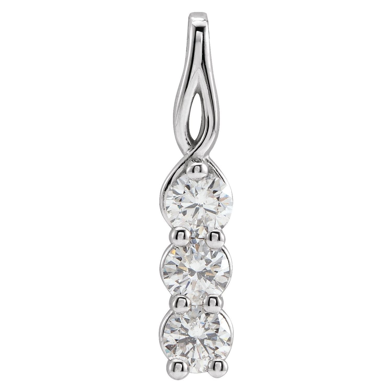 14k Gold 3/4ct Lab-grown Diamond Three-stone Pendant