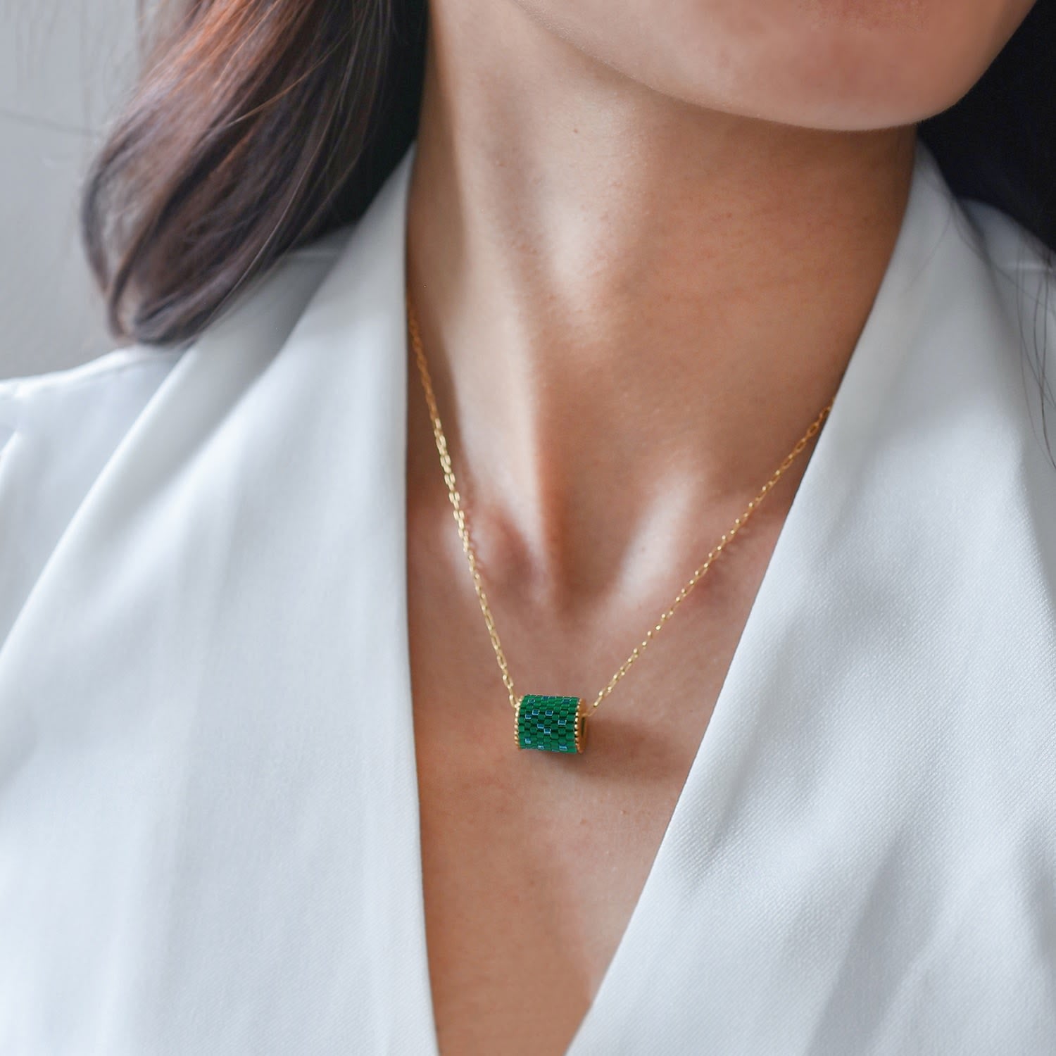 Everyday Single Bead Necklace - Emerald