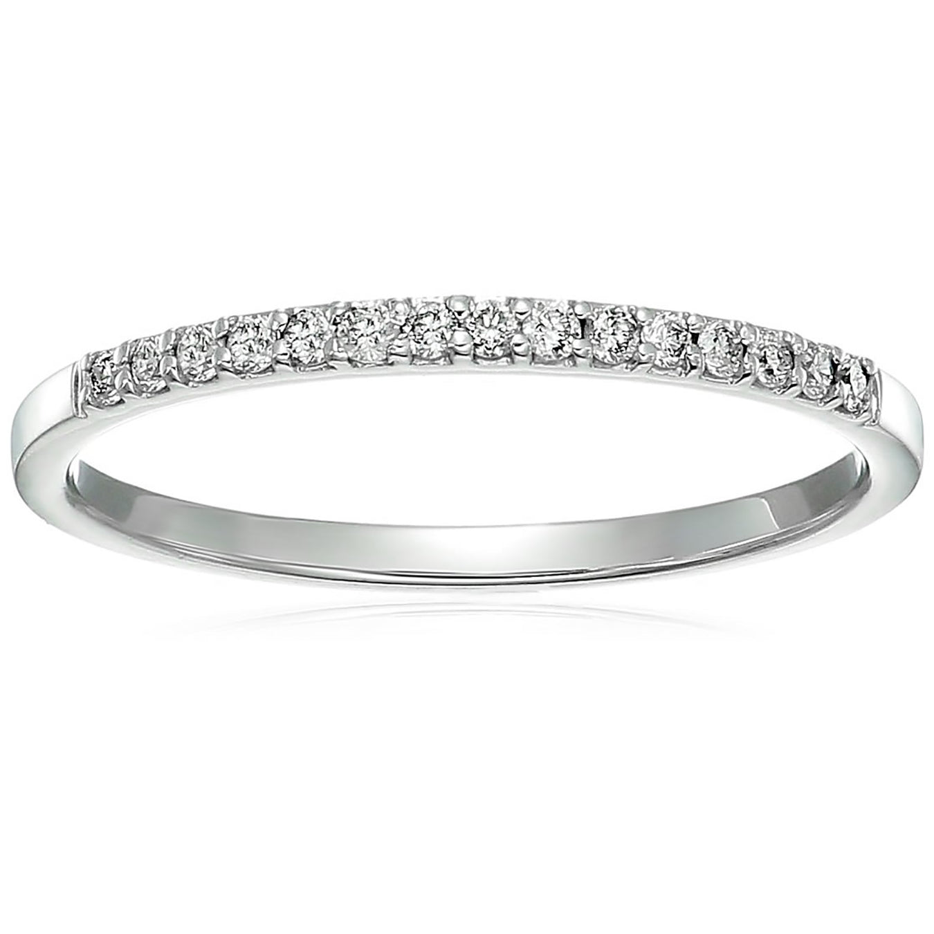 1/8 Cttw Petite Round Diamond Wedding Band For Women In 10K Gold Prong Set