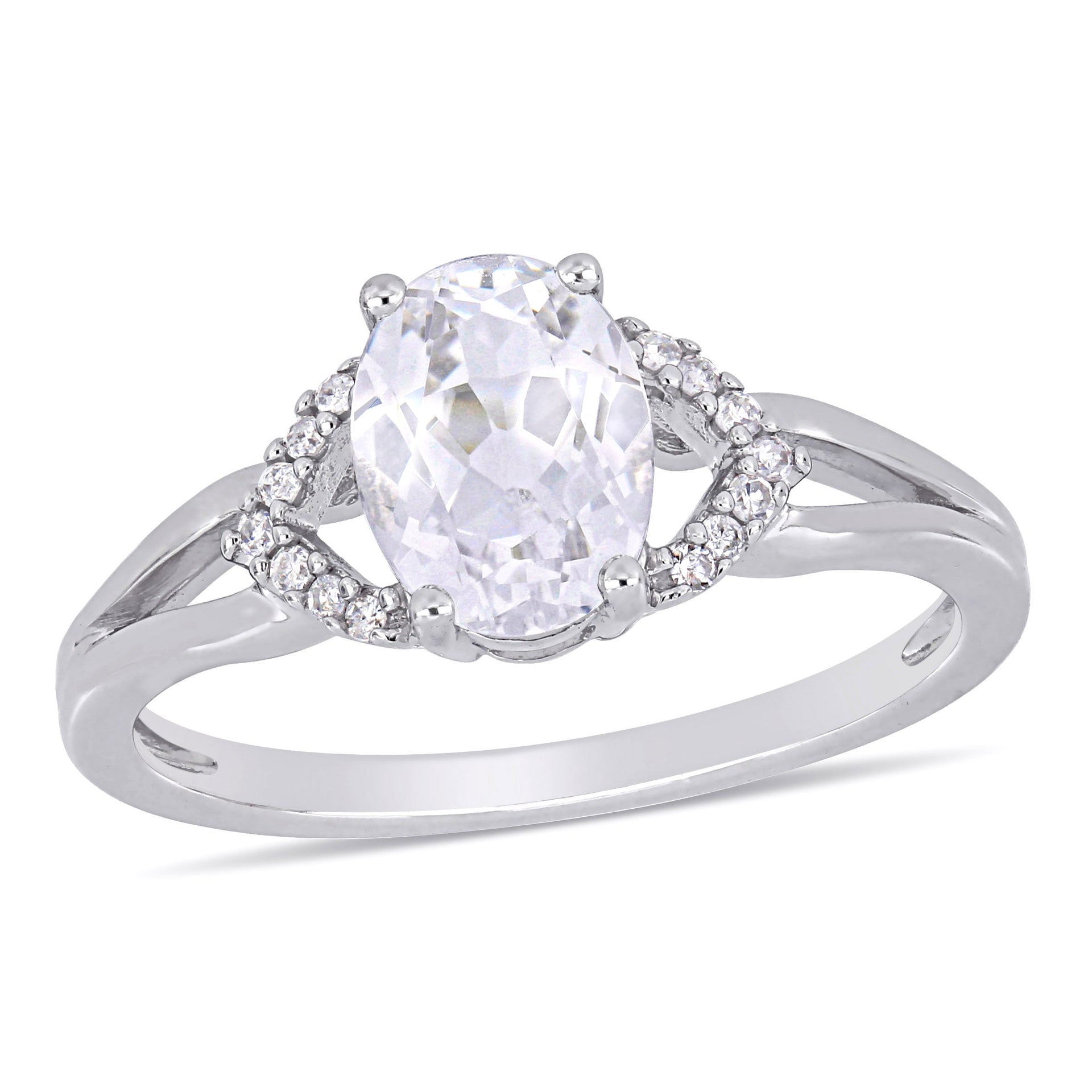 Mimi & Max 2ct TGW Created White Sapphire Diamond Accent Engagement Ring 10k White Gold