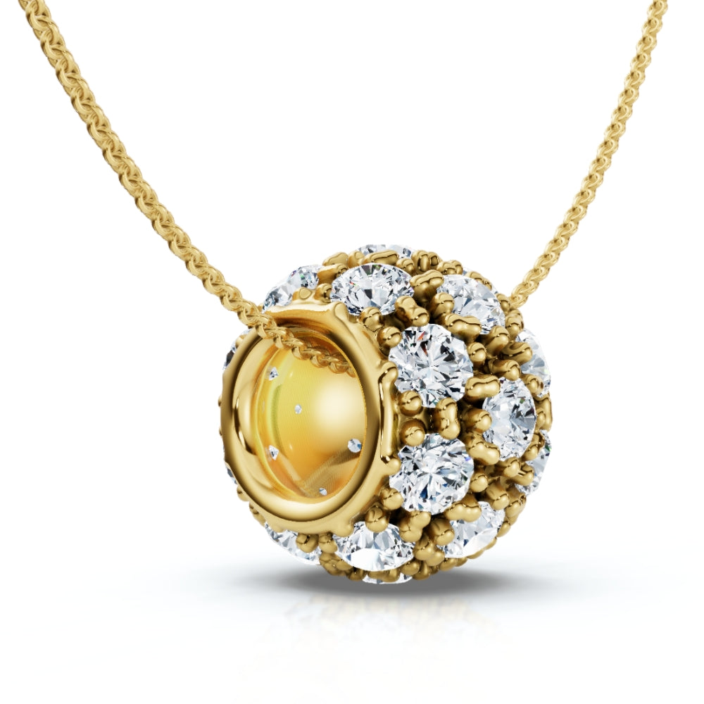 1ct Pave Puff Slide Diamond Pendant Women's Necklace 18' Lab Grown Gold