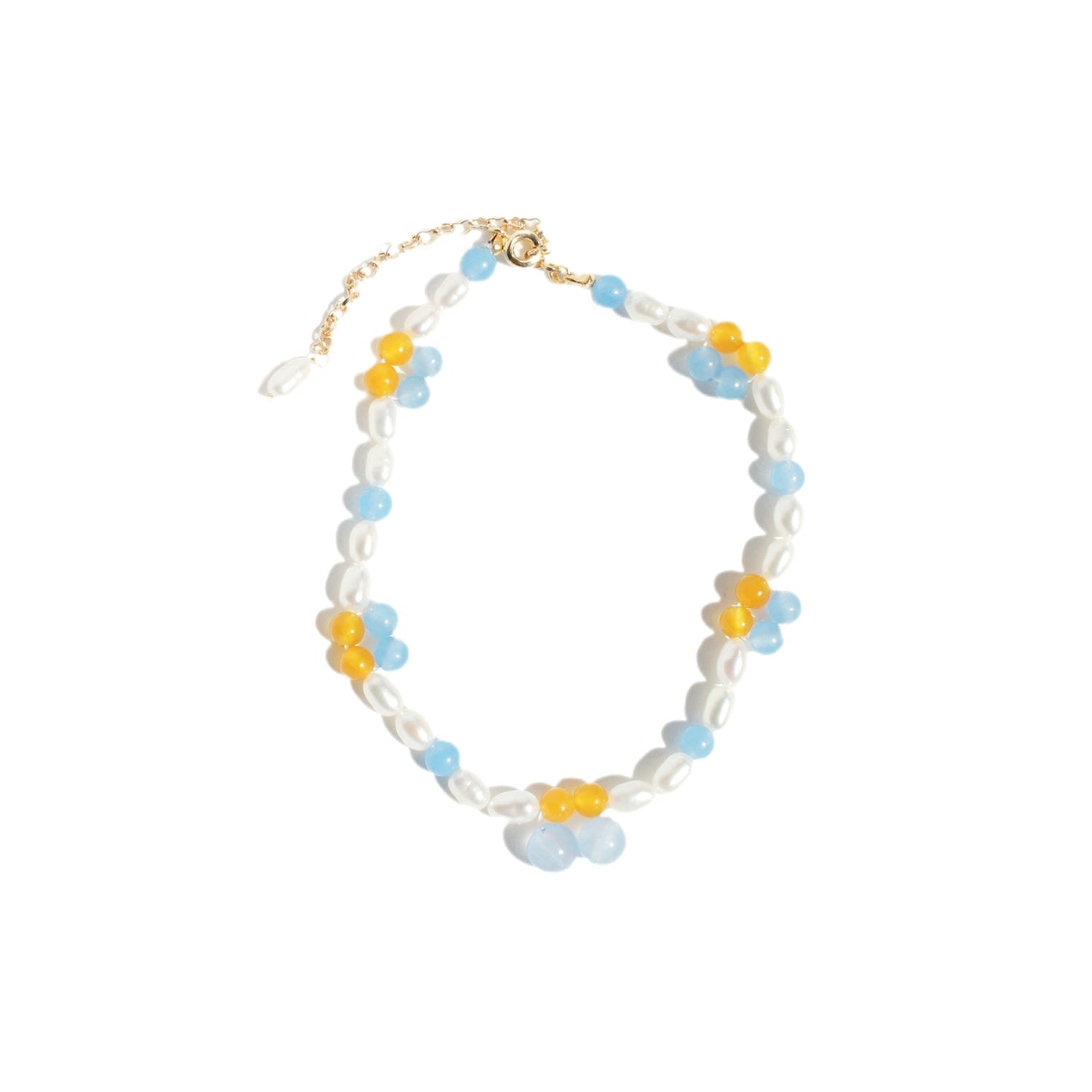 Cherry Pie Gemstone & Freshwater Pearl Bracelet - Blue