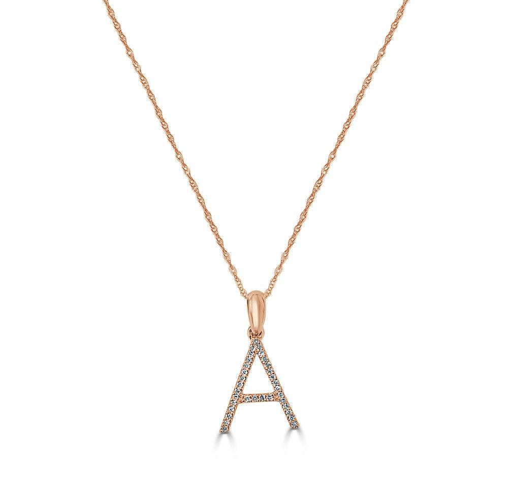 14k Gold & Diamond Initial Necklace