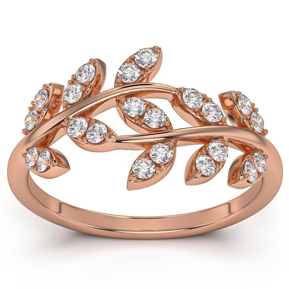 1/3Ct Diamond Wedding Stackable Ring Vine Petal Leaf White Yellow or Rose Gold