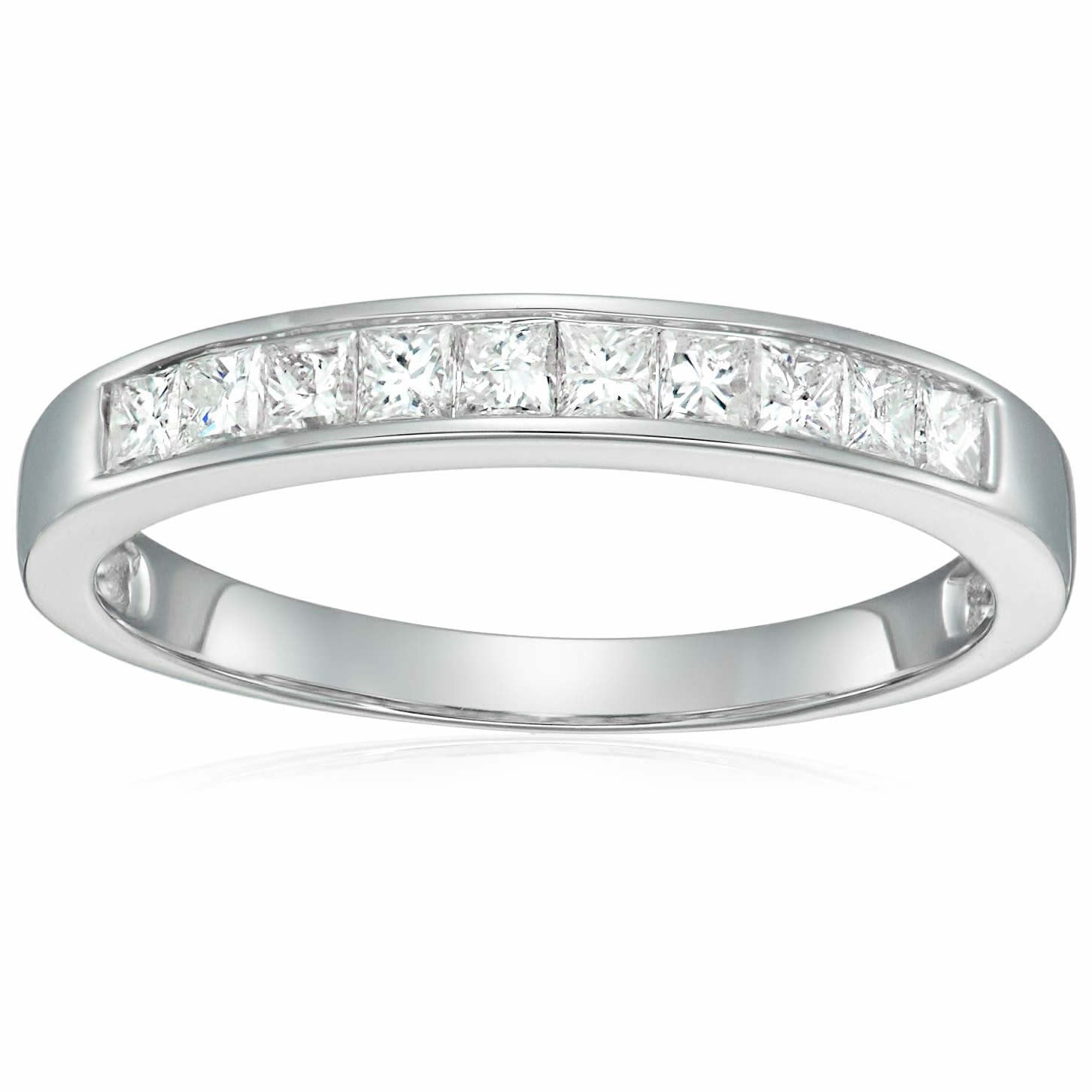 1/2 Cttw Princess Cut Diamond Wedding Band 14K Gold Channel Set