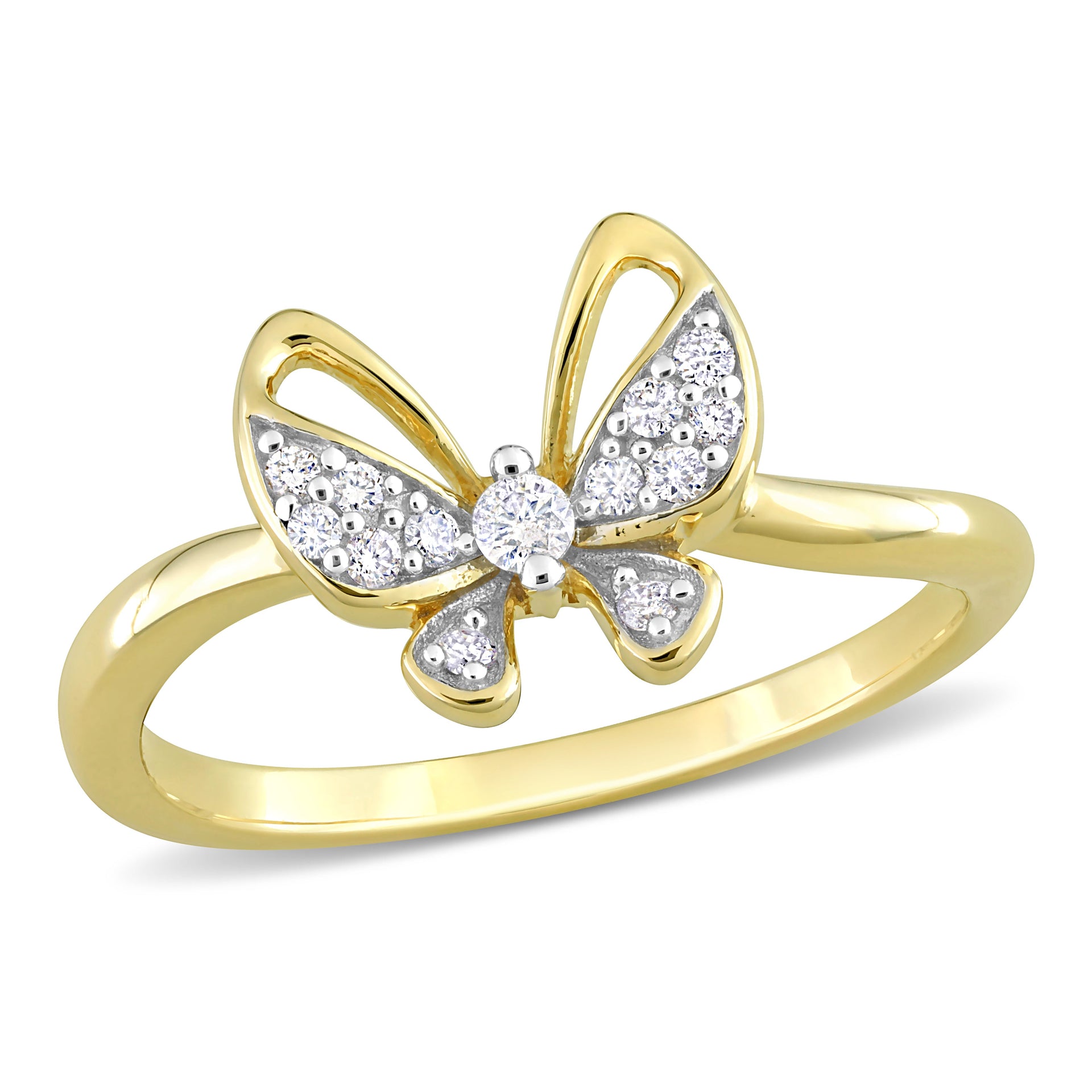 Mimi & Max 1/8ct TDW Diamond Butterfly Design Ring in 10k Yellow Gold