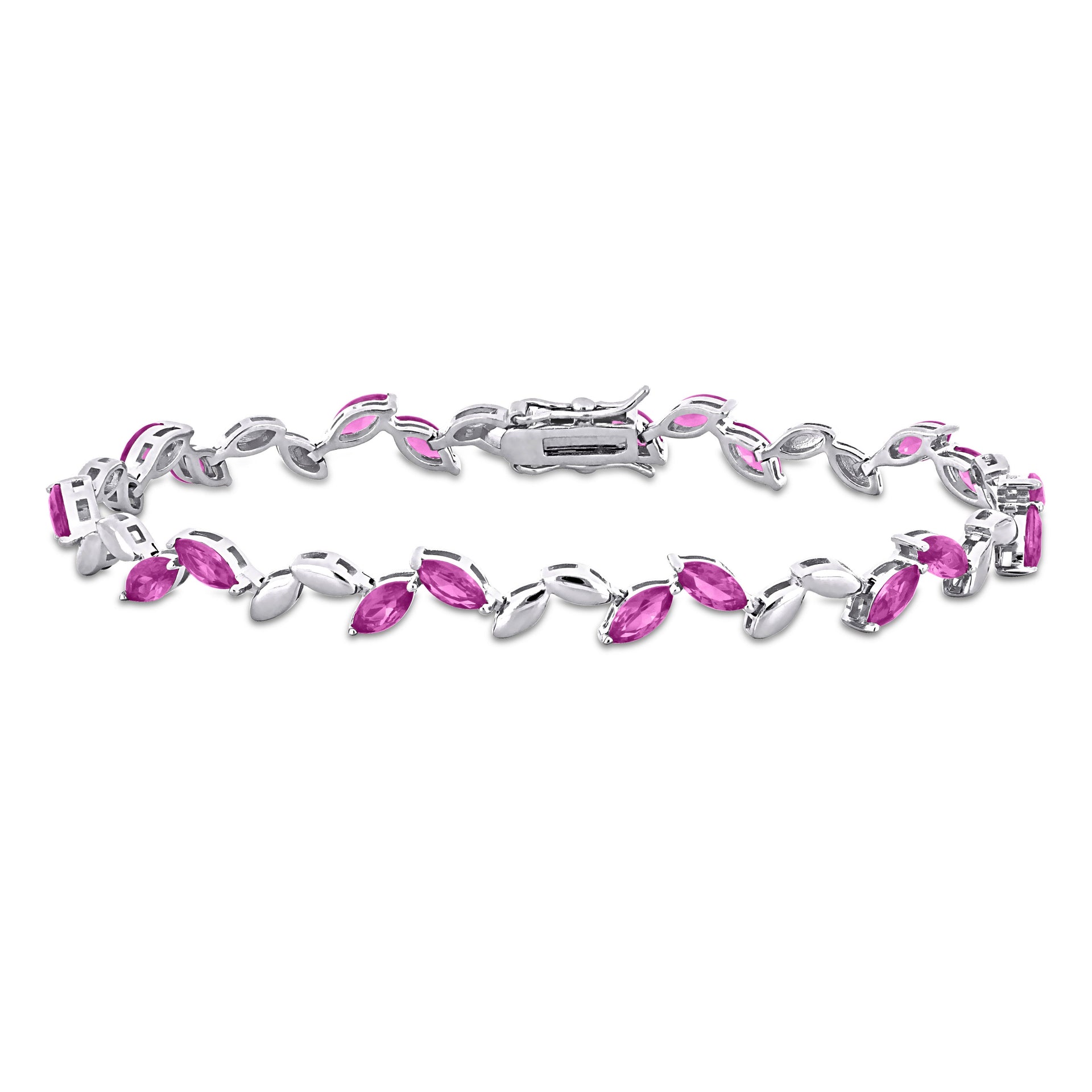 Mimi & Max 9 1/2 CT TGW Created Pink Sapphire Leaf Bracelet in Sterling Silver-7.75 in