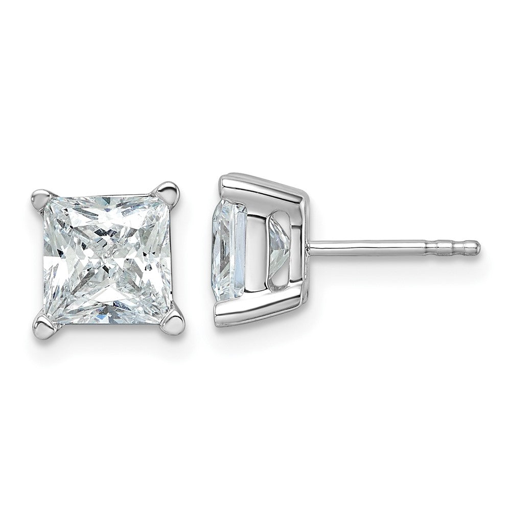 14k White Gold 4 CT Princess Lab Grown Diamond Stud Earrings VS Clarity D-E Color