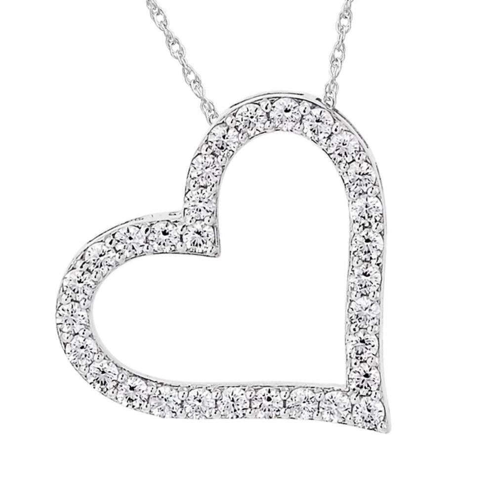 1/2 ct Real Diamond Heart Shaped Pendant 14k White Gold Necklace