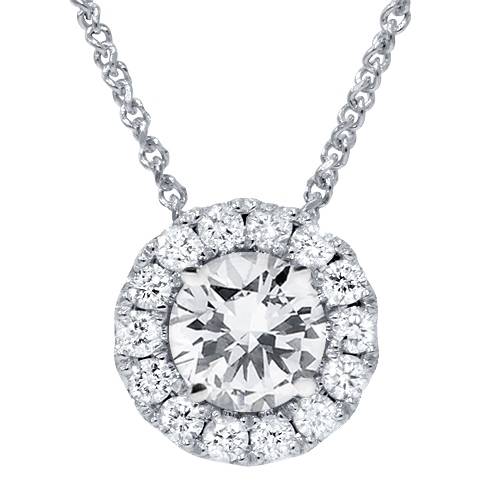2 1/4ct Halo Diamond Solitaire Pendant 14K White Gold