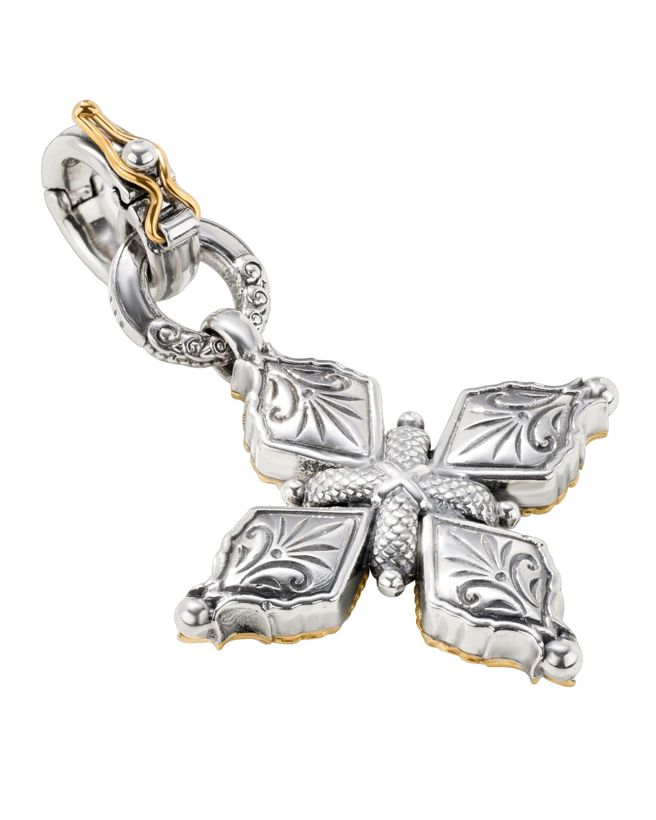 Konstantino Anthos Sterling Silver 18k Gold & Spinel Cross Pendant