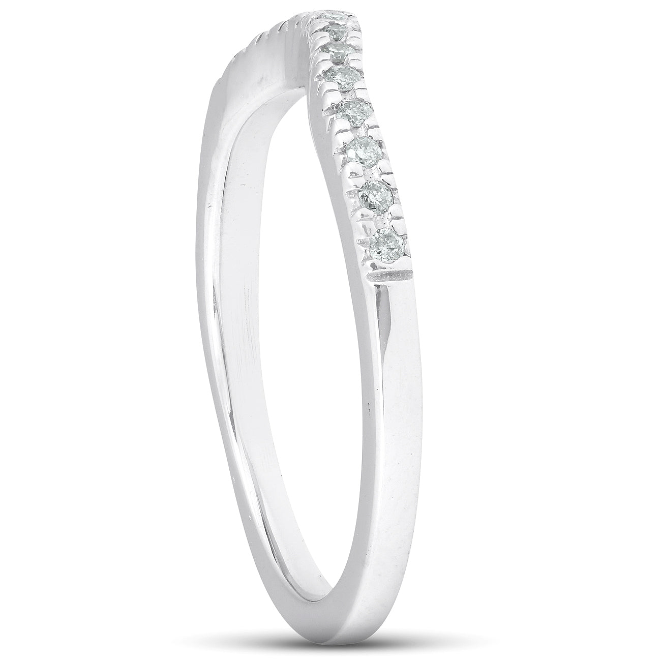 1/8 ct Curved Diamond Wedding Ring 14K White Gold