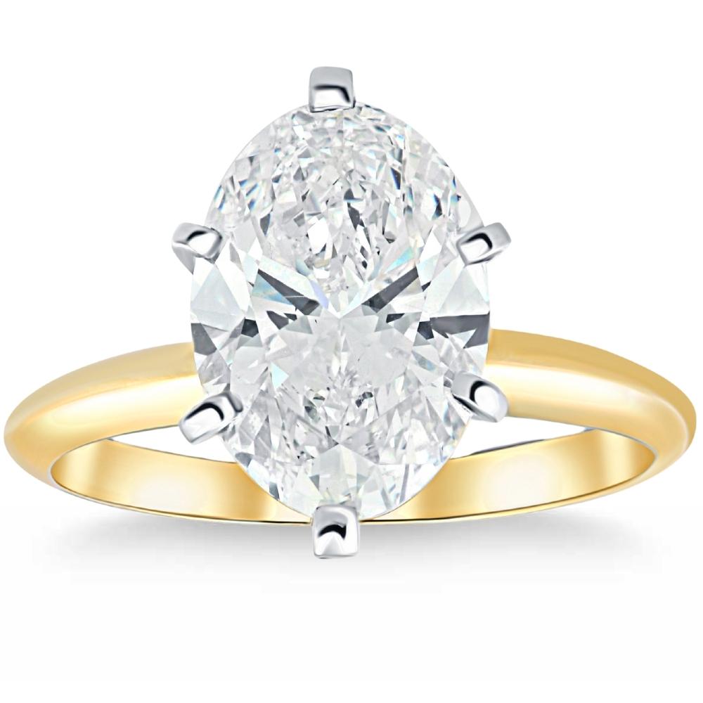 3.13Ct Oval Certified Diamond 14k Gold Solitaire Engagement Ring Lab Grown