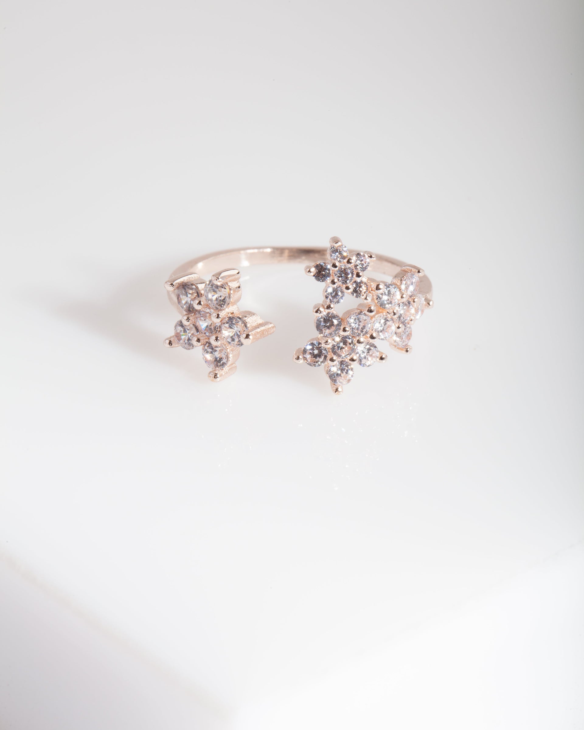 Rose Gold Cubic Zirconia Flower Ring