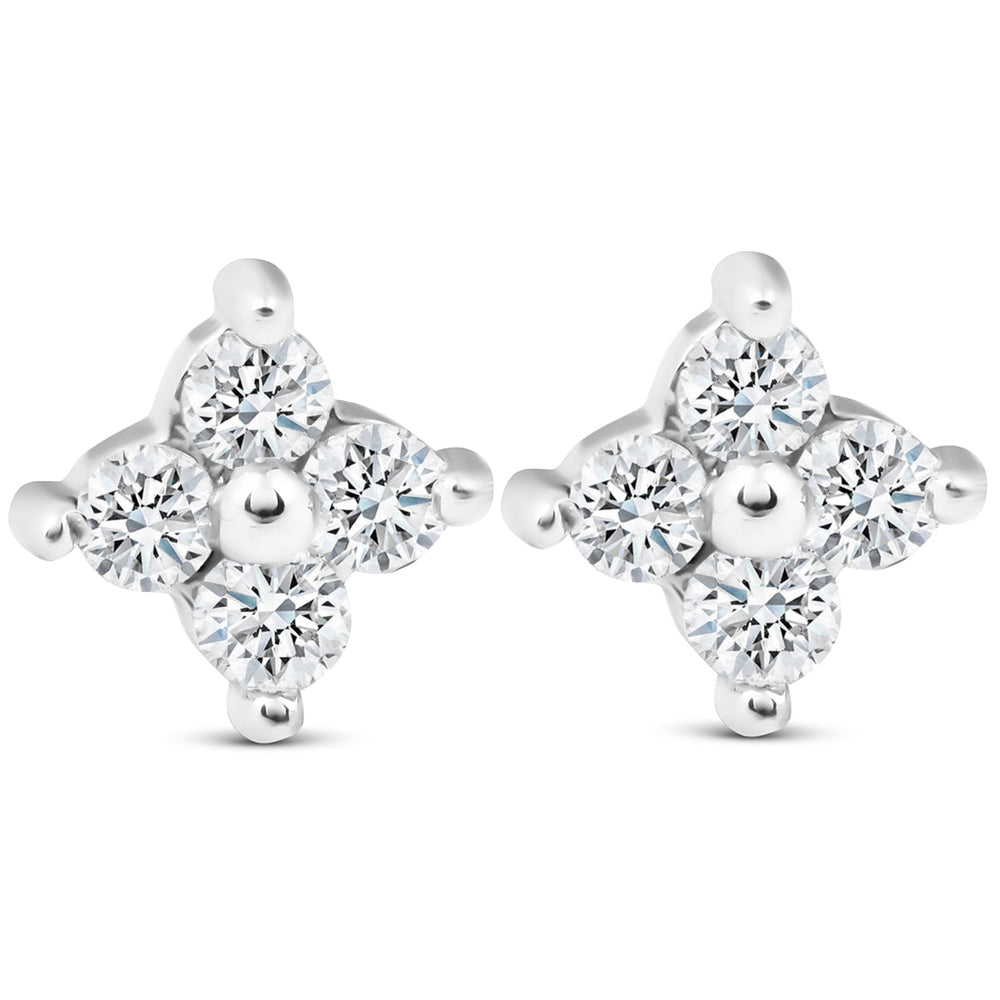 1/2 CT Diamond Eight-Stone Starburst Studs 14K White Gold