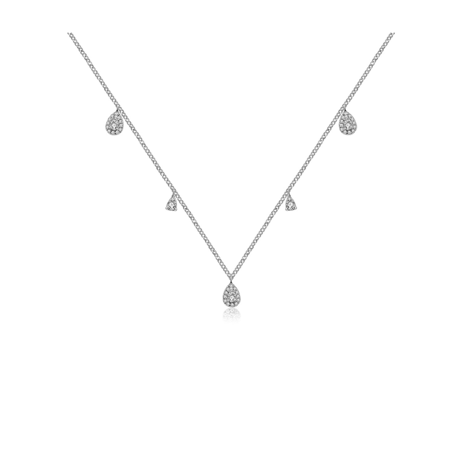 18K White Gold Drop Shape Diamond Necklace / Choker