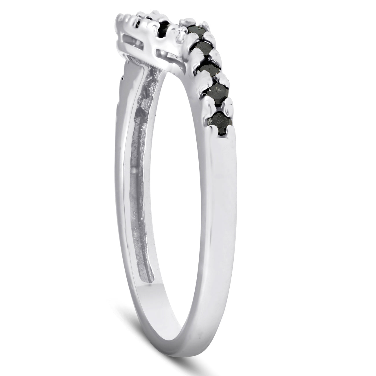 1/4ct Black Diamond Curved Ring 14k White Gold