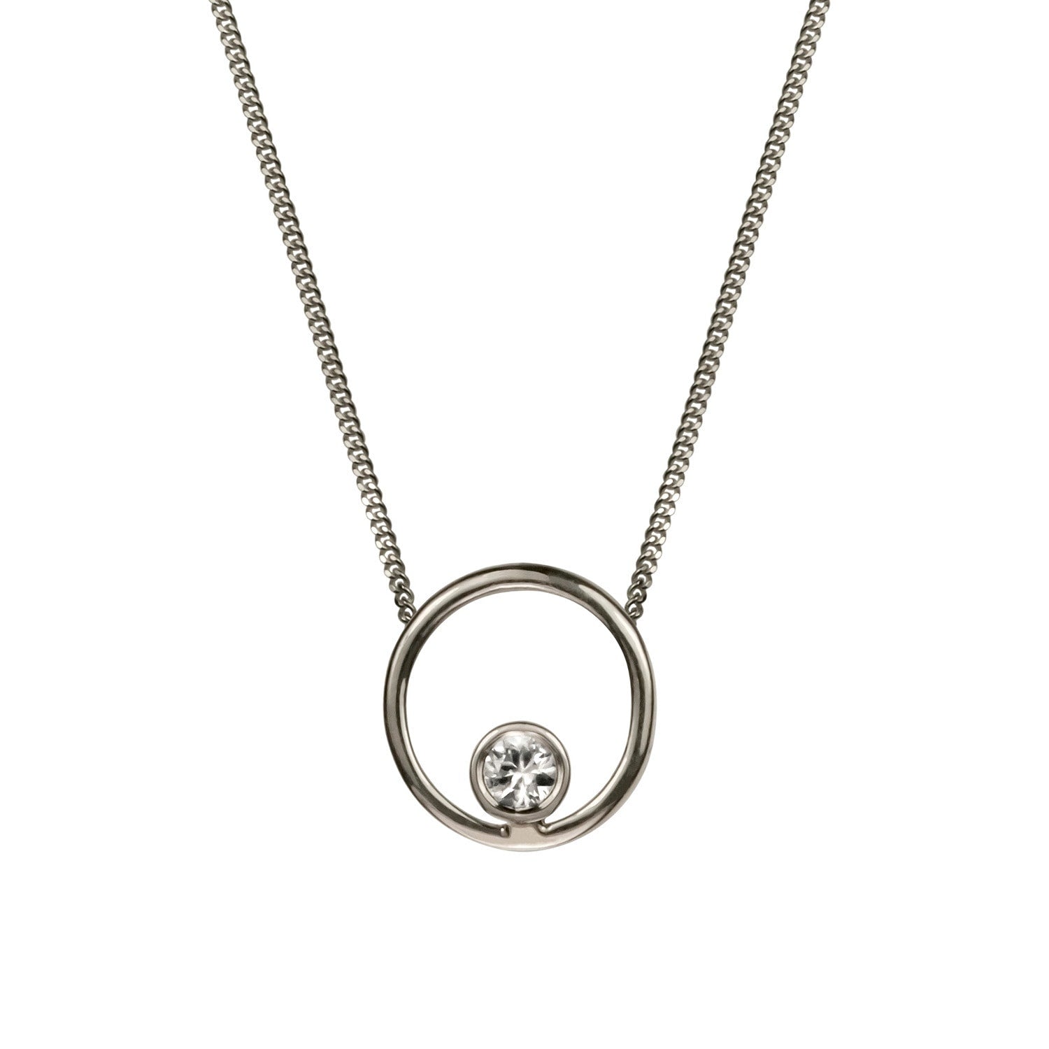 Halo Necklace White Sapphire & Silver
