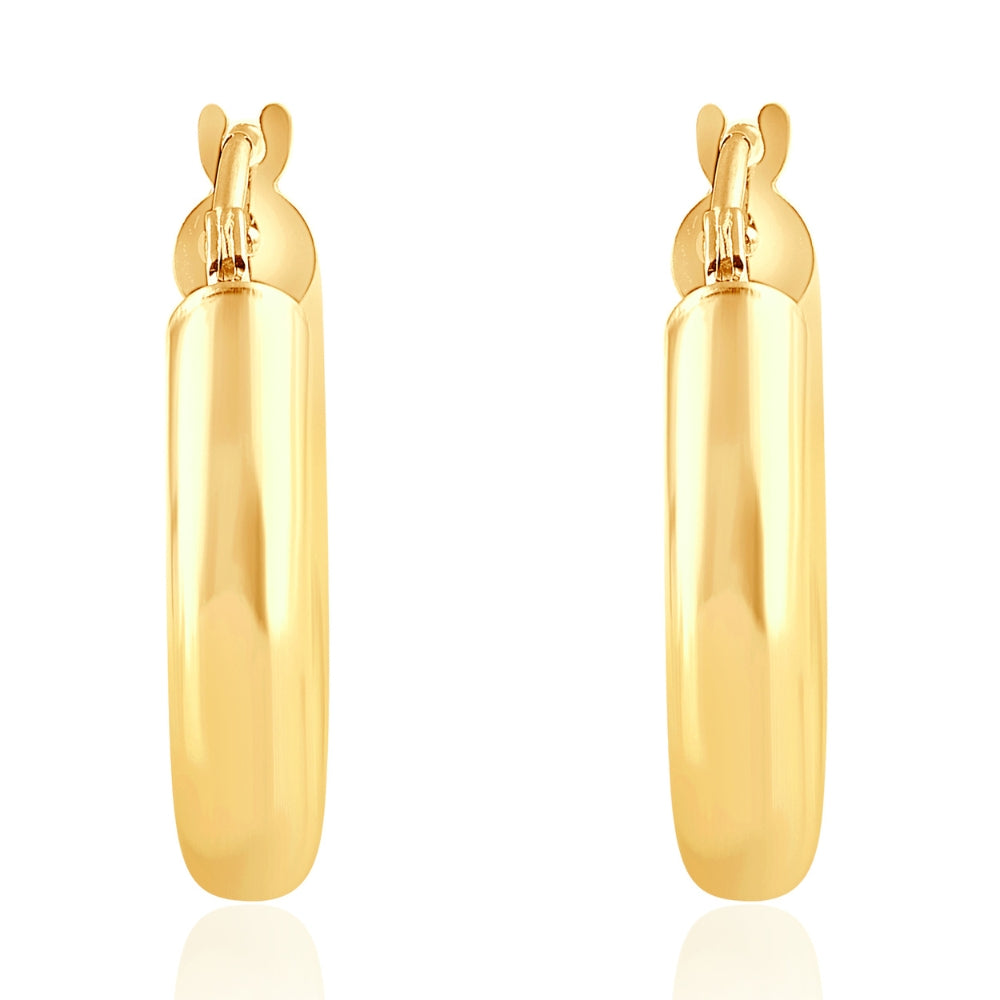 14k Yellow Gold 3.5mm Small Designer Hoops Women's Earrings 3/4' Tall 1.25grams