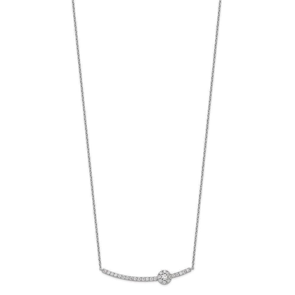 14K White Gold 1/2 CT Lab Grown Diamond Halo Bar Pendant Necklace 18' Clarity VS Color G-H