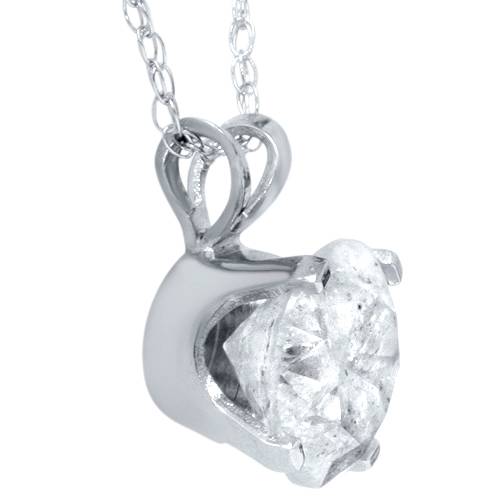 1 1/2ct Solitaire Diamond Pendant Necklace & 18' Chain Round Cut