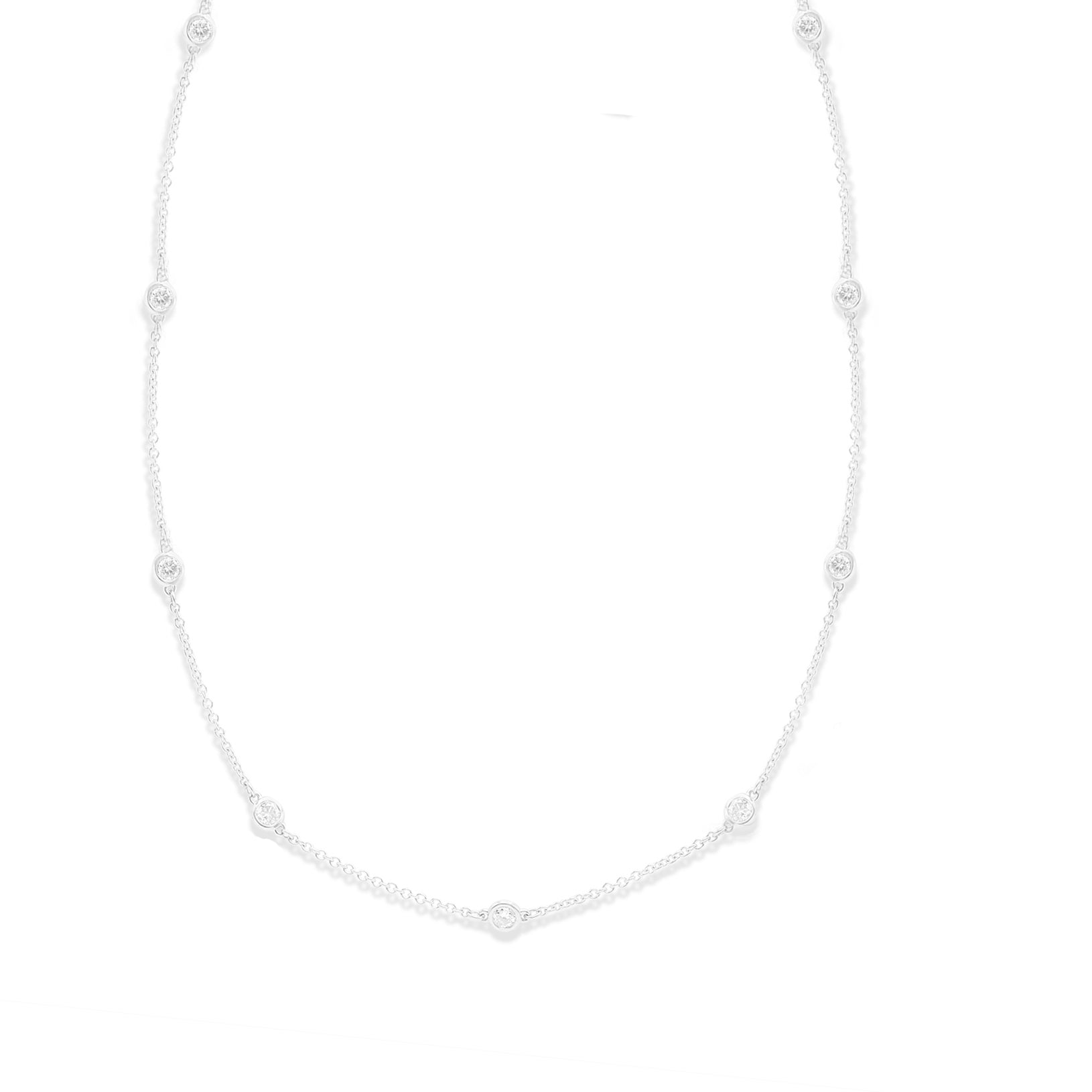 14kt white gold, 18' diamonds-by-the-yard necklace featuring 0.50 cts tw round diamonds