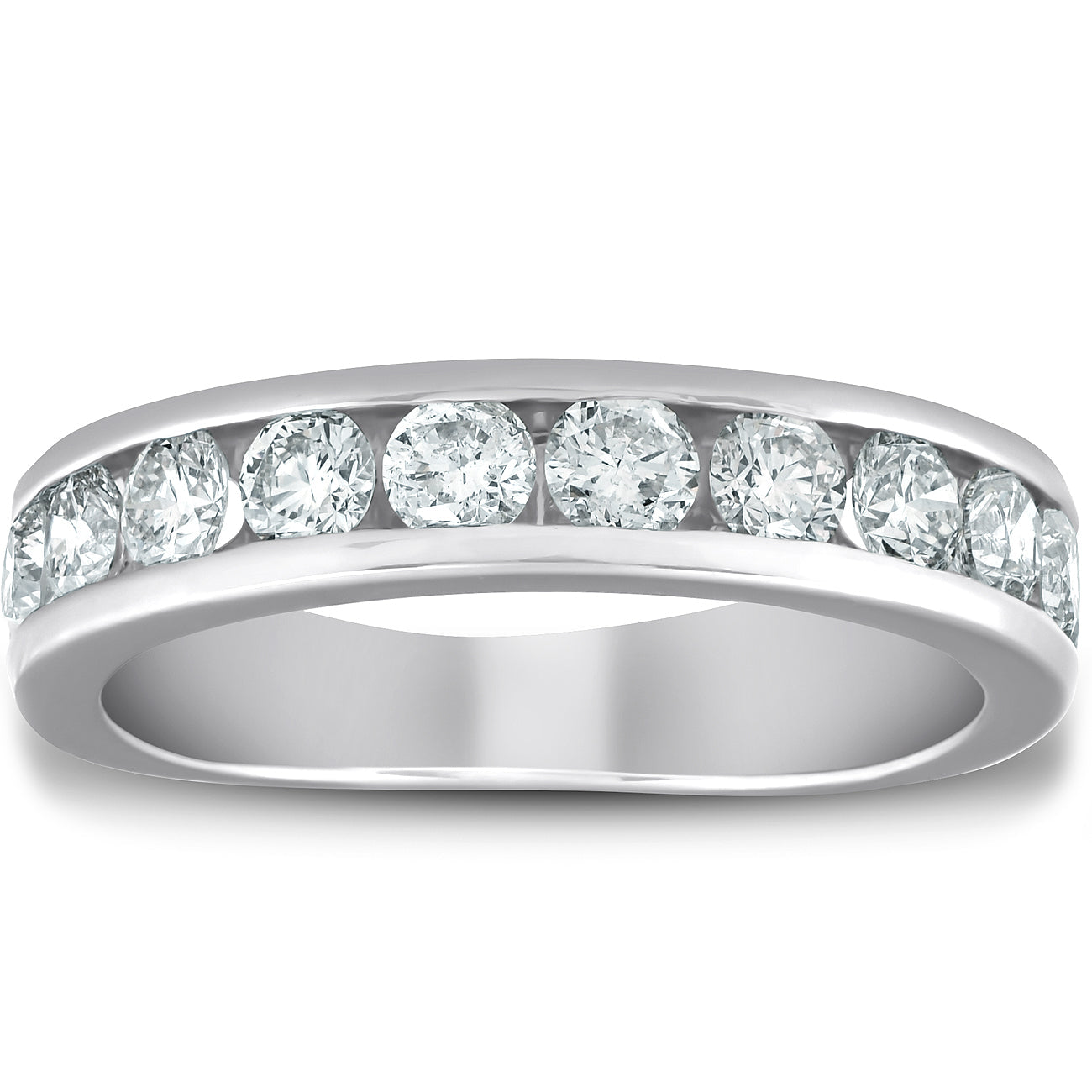 1 1/2 Ct Diamond Wedding Ring Channel Set Half Eternity Women's Band White Gold