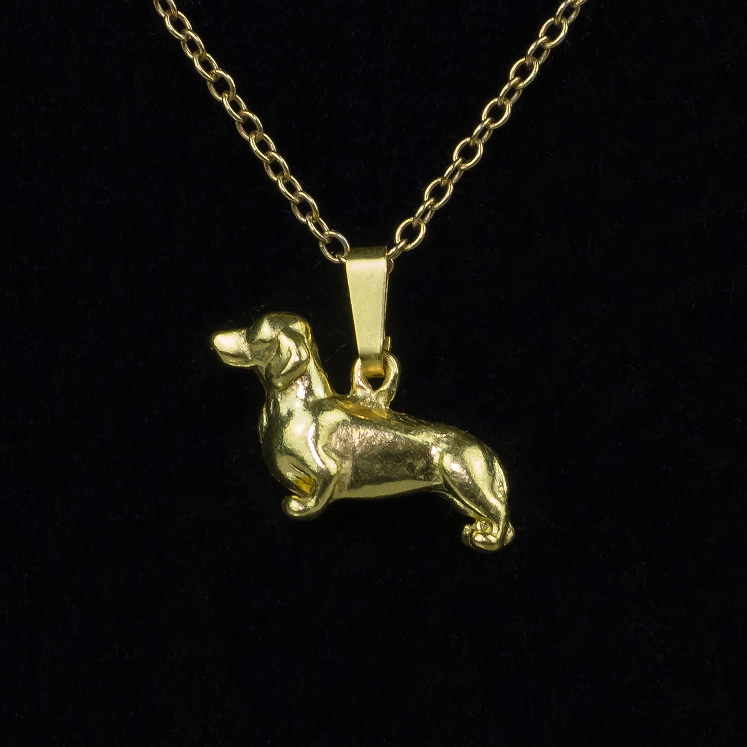 Dachshund Pendant Eighteen Carat Gold On Solid Sterling Silver