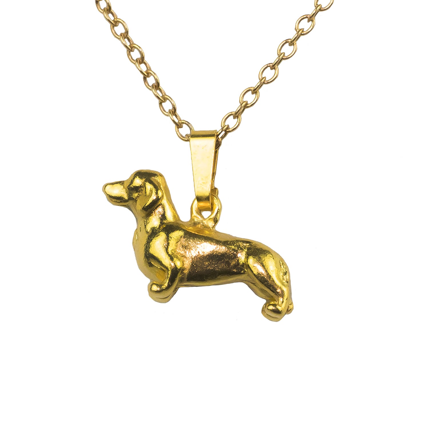 Dachshund Pendant Eighteen Carat Gold On Solid Sterling Silver