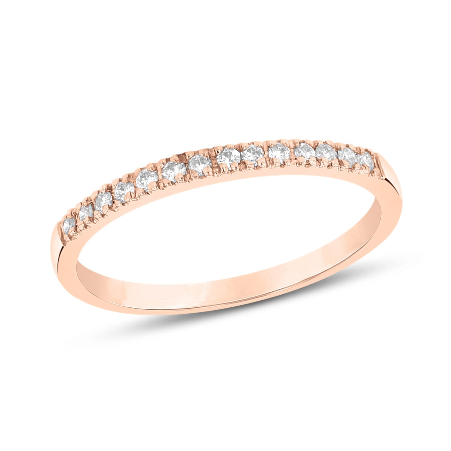 Suzy Levian 14k Rose Gold & White Diamond Half Eternity Ring
