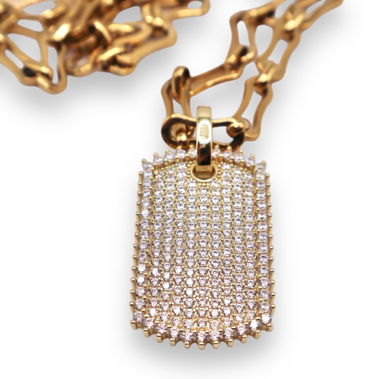 Daemon Dog Tag Necklace Yellow Gold