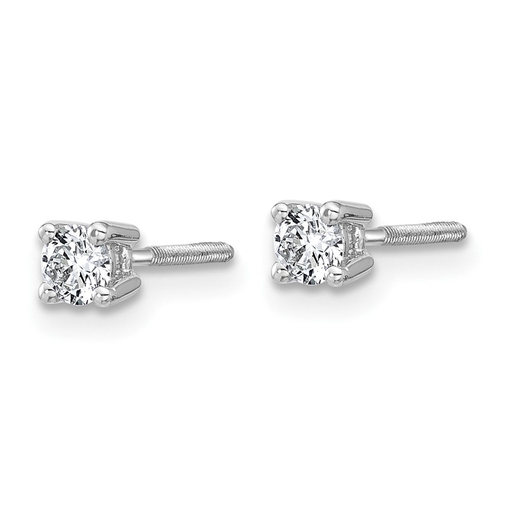 14k White Gold 1/4 CT Round Lab Grown Diamond Stud Earrings Screw Back VS Clarity D-E Color