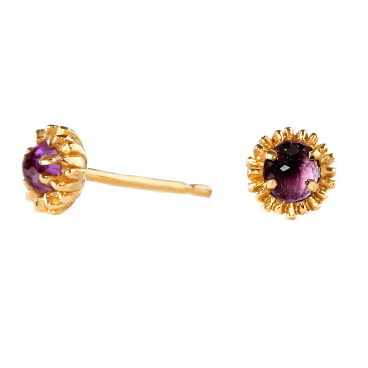 Dahlia Bud Amethyst Earrings Gold