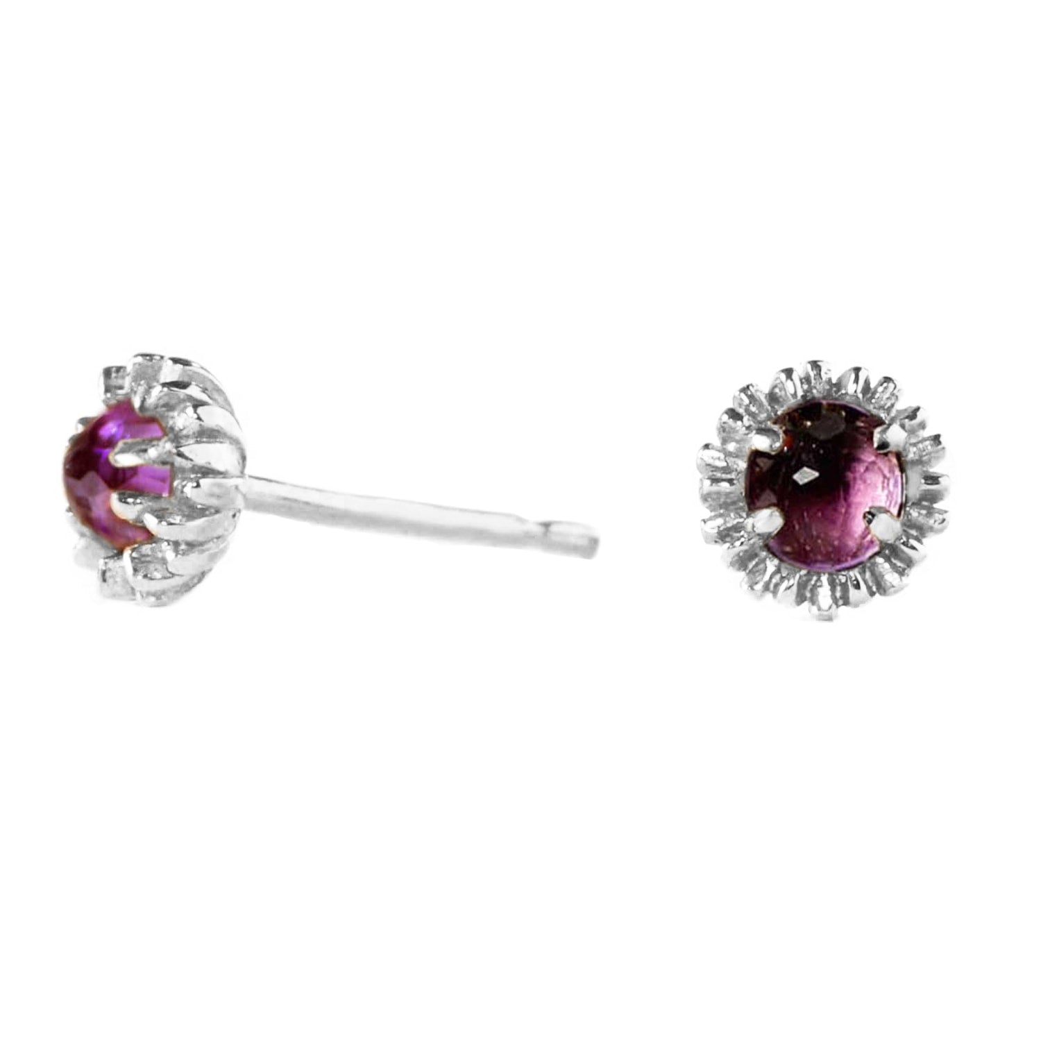 Dahlia Bud Amethyst Earrings – Silver