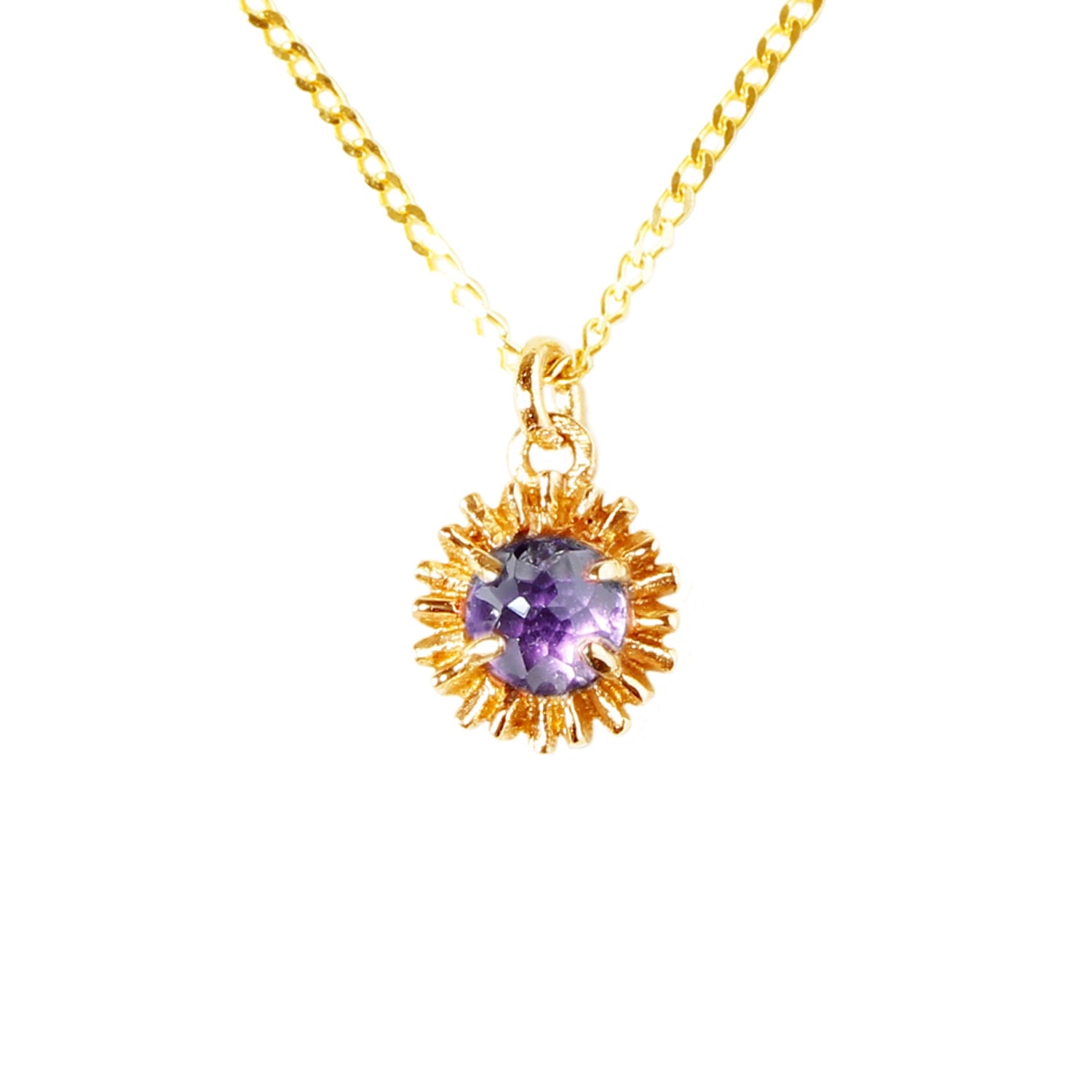 Dahlia Bud Amethyst Necklace - Gold