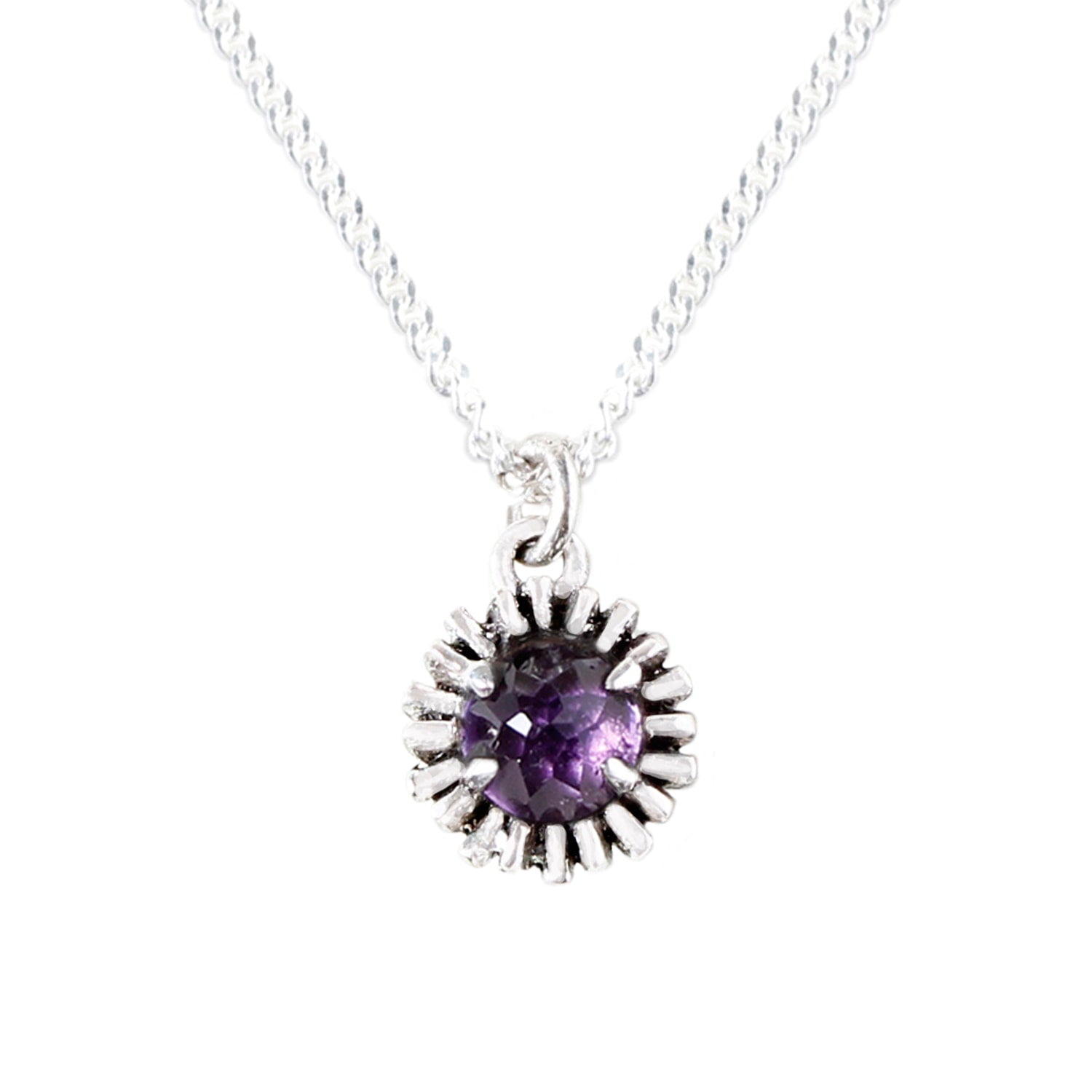 Dahlia Bud Amethyst Necklace – Silver