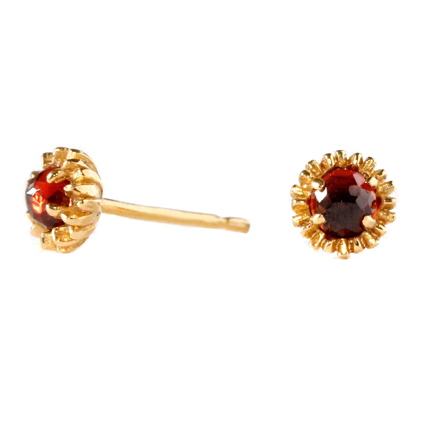 Dahlia Bud Garnet Earrings – Gold