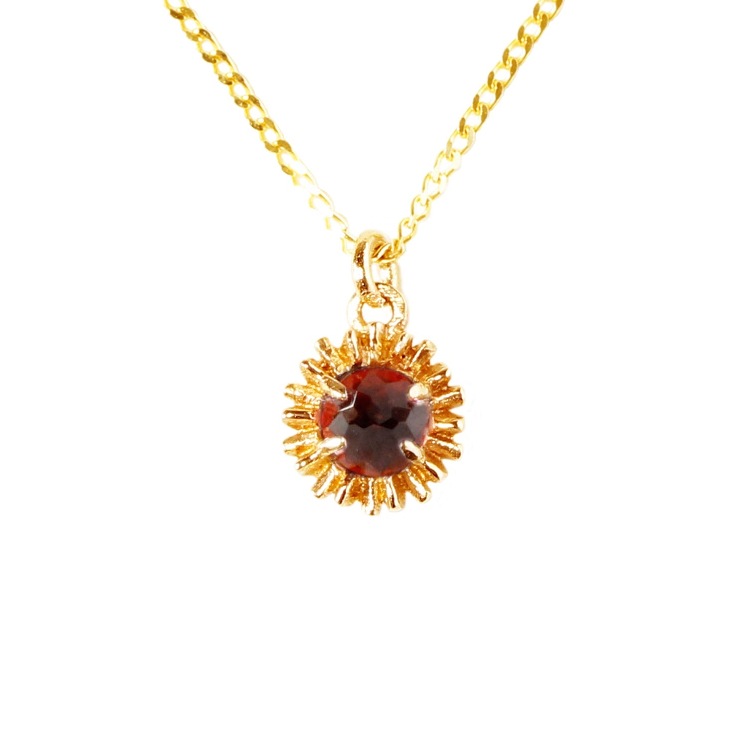 Dahlia Bud Garnet Necklace – Gold