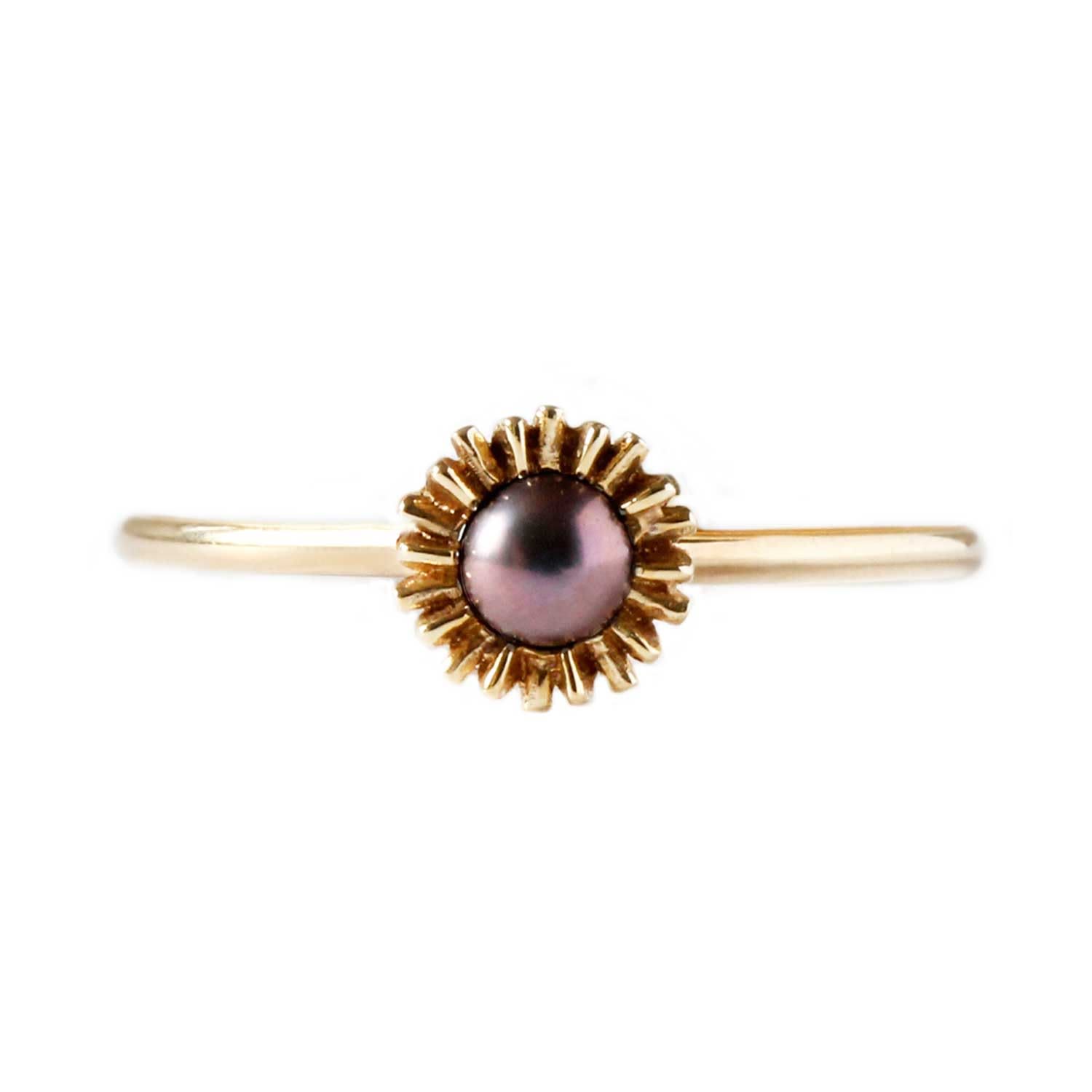 Dahlia Bud Peacock Pearl Ring - Gold