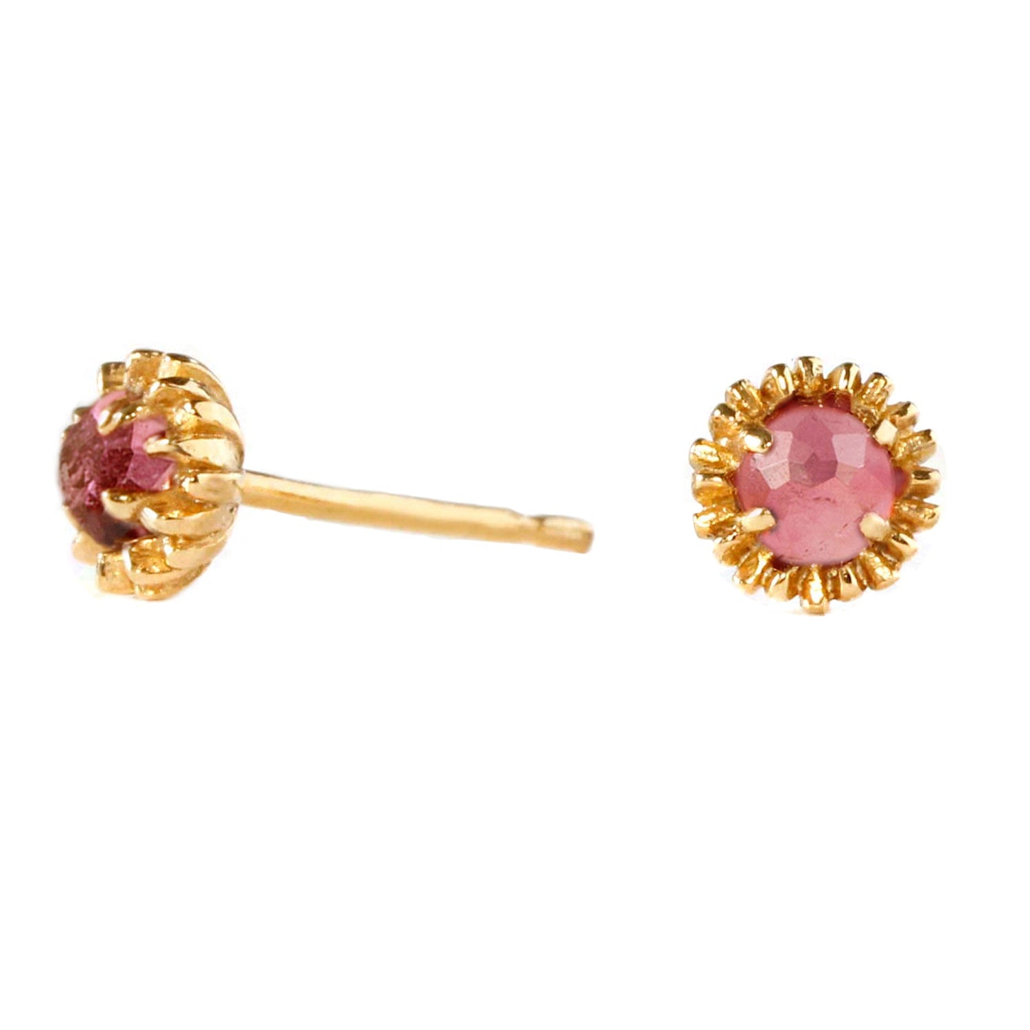 Dahlia Bud Pink Tourmaline Earrings – Gold