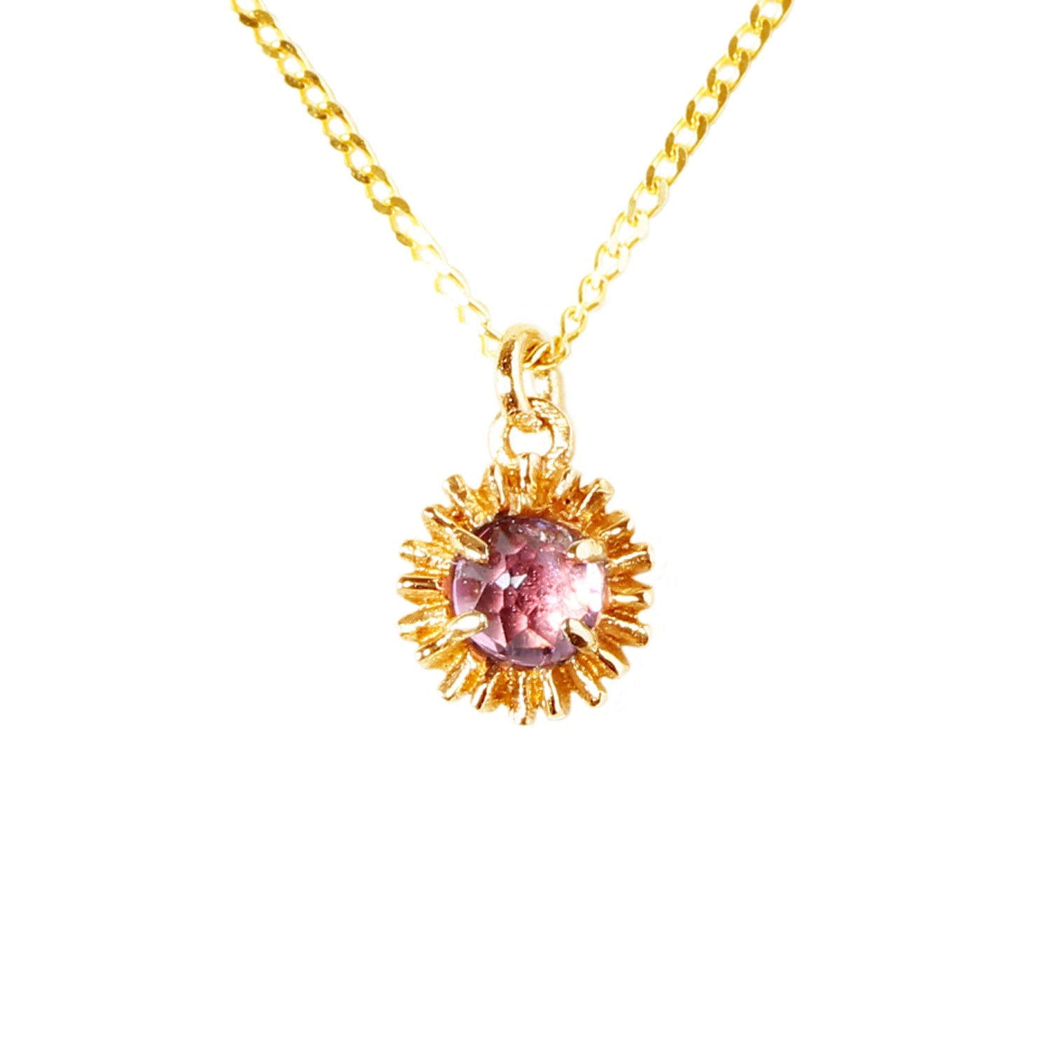 Dahlia Bud Pink Tourmaline Necklace – Gold