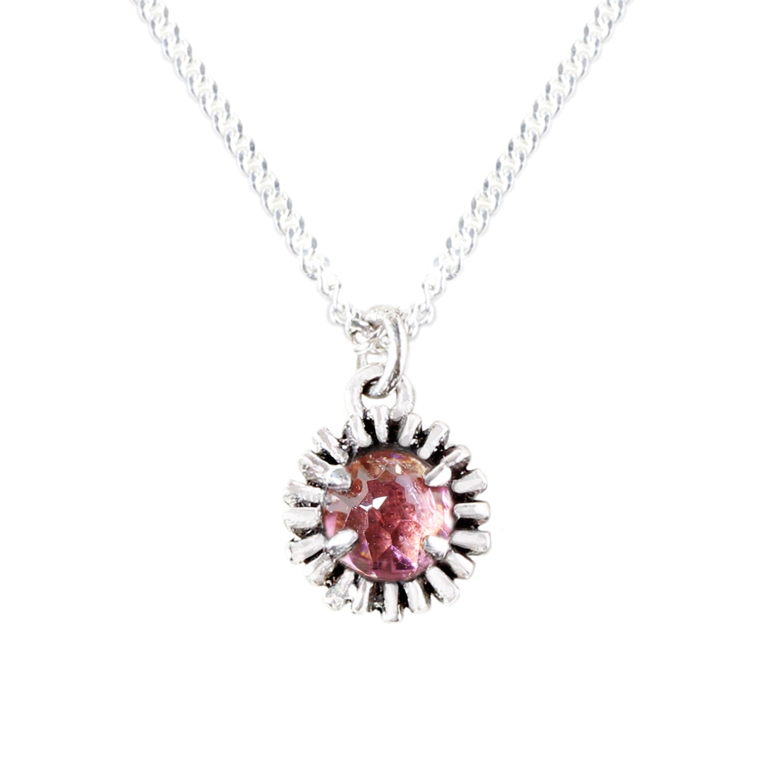 Dahlia Bud Pink Tourmaline Necklace – Silver