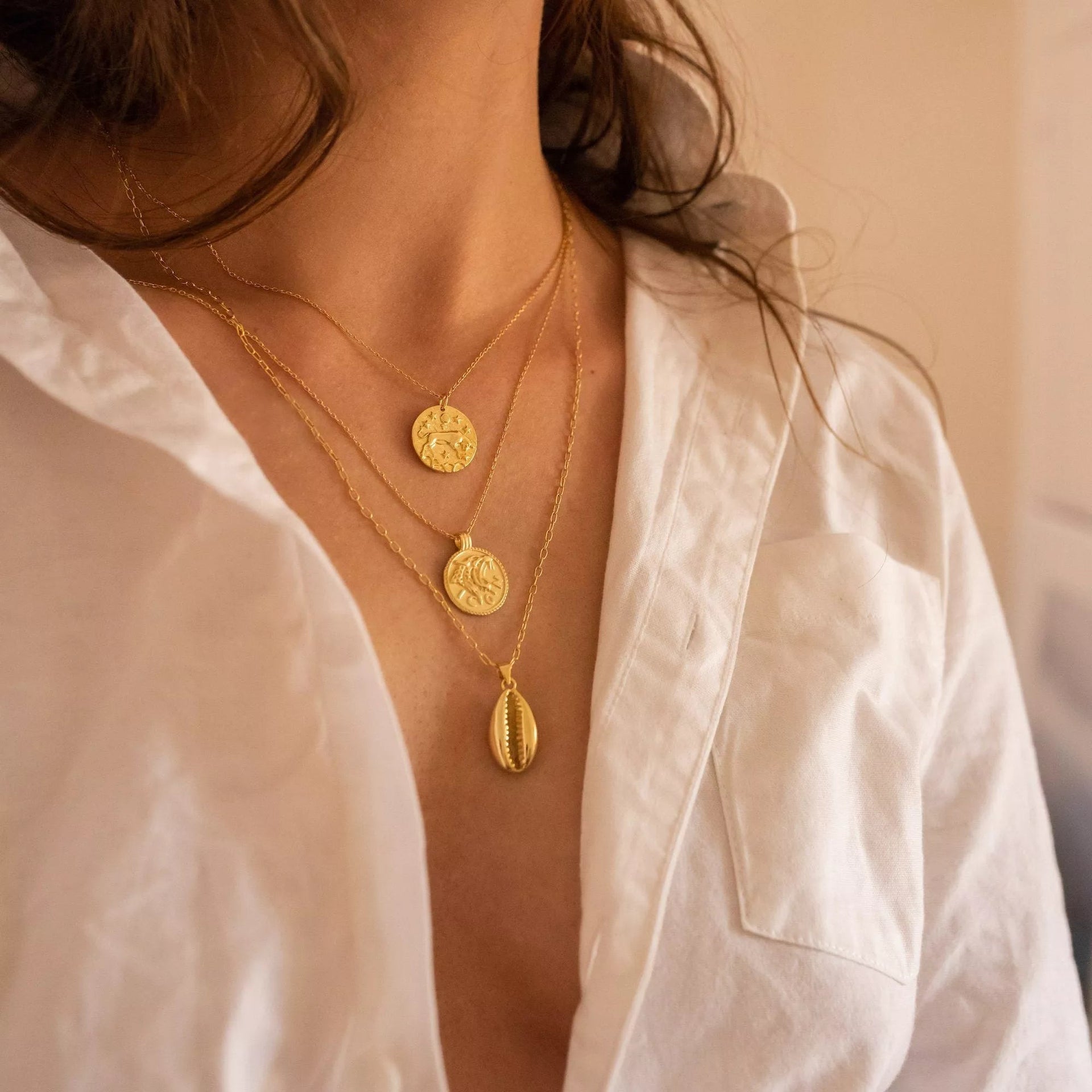 Dainty Gold Cowrie Shell Clam Necklace