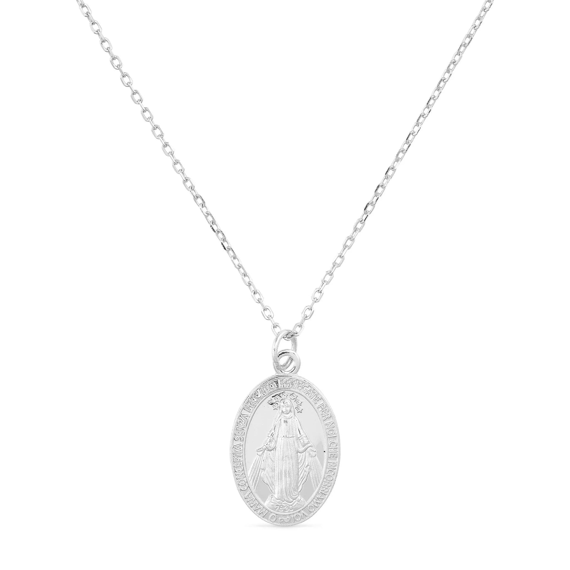 Dainty Sterling Silver Virgin Mary Miraculous Medal Choker Necklace