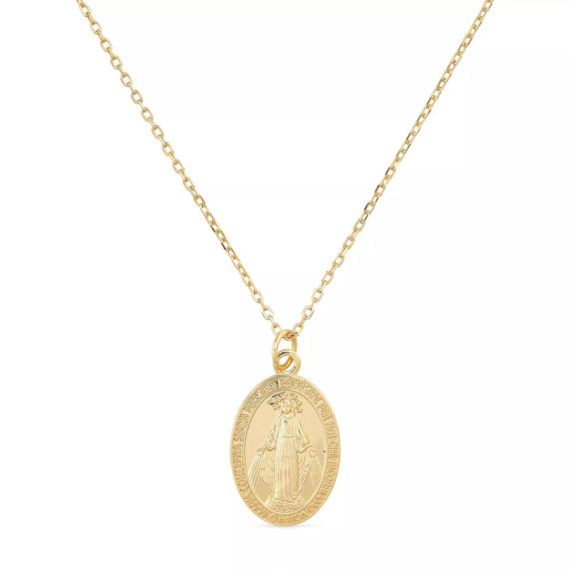 Dainty Gold Virgin Mary Miraculous Medal Choker Necklace