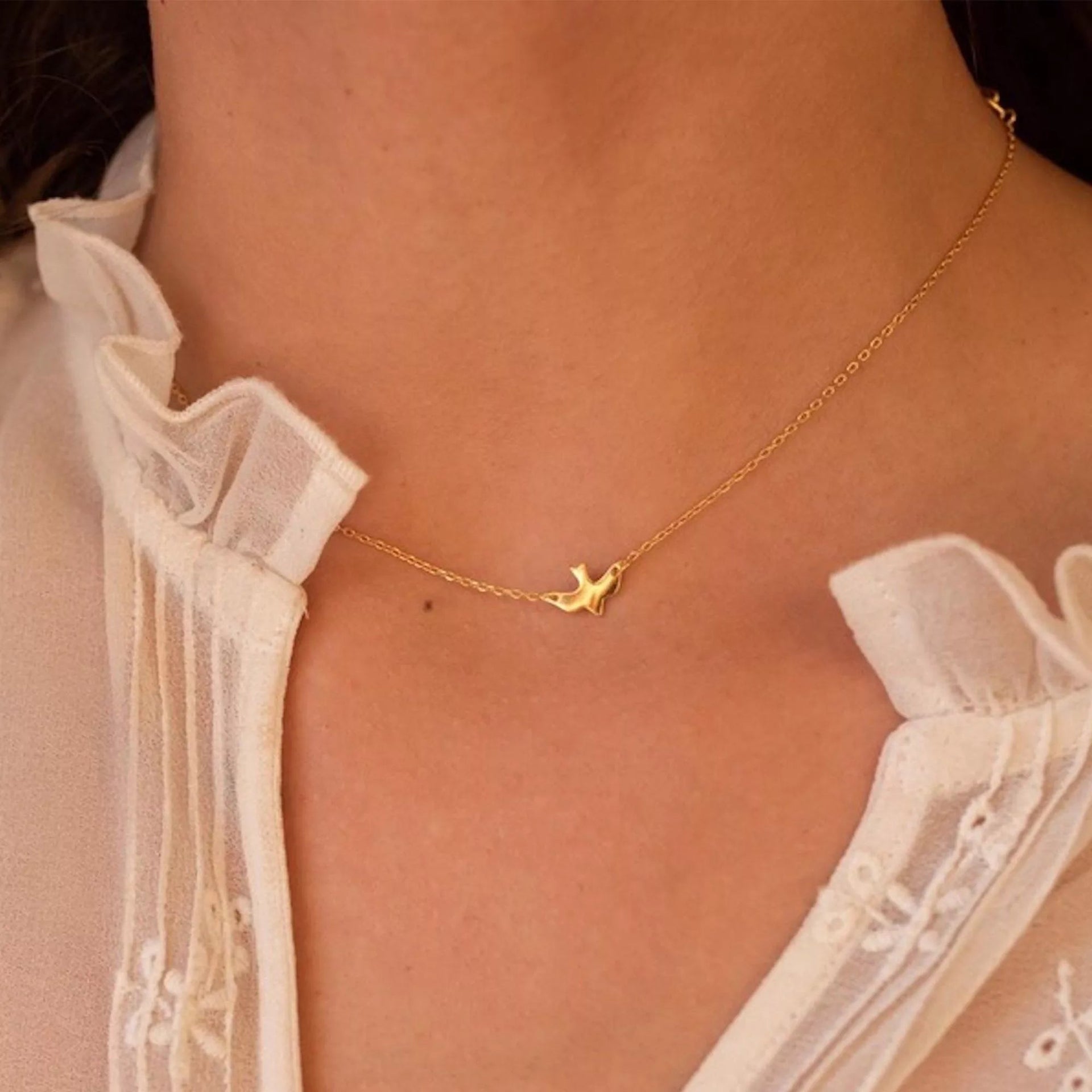 Dainty Gold Bird Necklace Choker