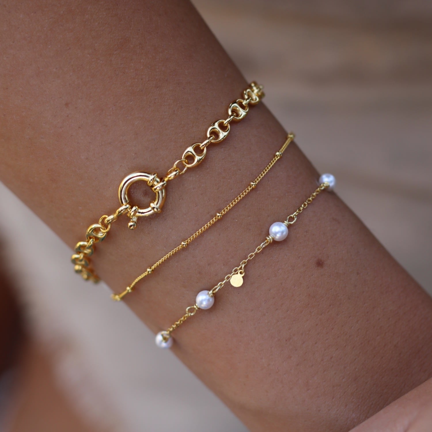 Dainty Beaded Gold Vermeil Bracelet