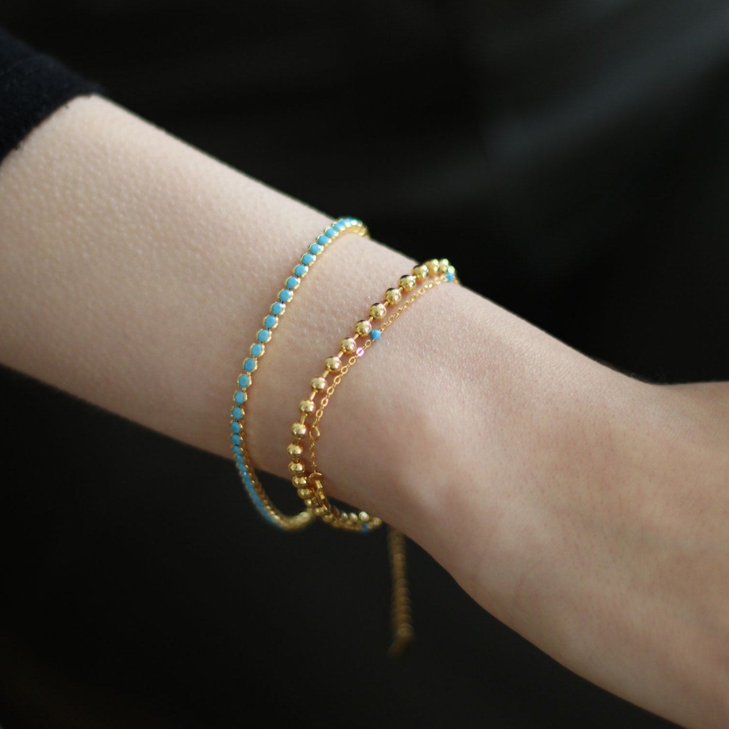 Dainty Bezel Turquoise Bracelet